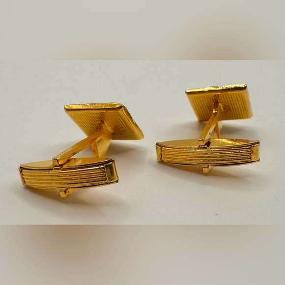 Vintage Unisex Damasquinado Spain gold filled 24 karats encrusted cufflinks - Picture 2 of 3